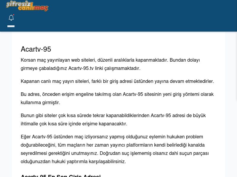 Acartv-95 Güncel Giriş - Şifresiz canlı maç izle - Ekran Görüntüsü