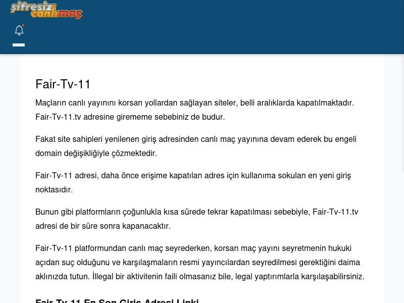 Fair-Tv-11 Canlı Maç İzle - Şifresiz canlı maç izle - Ekran Görüntüsü