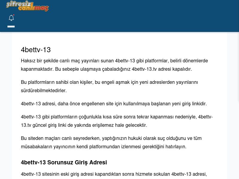 4bettv-13 Giriş Linki - Şifresiz canlı maç izle - Ekran Görüntüsü