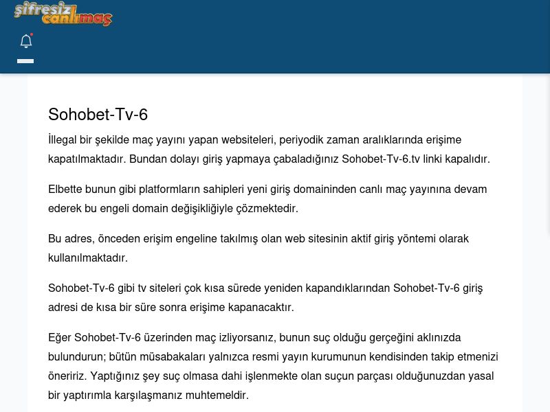 Sohobet-Tv-6 Maç İzle - Şifresiz canlı maç izle - Ekran Görüntüsü