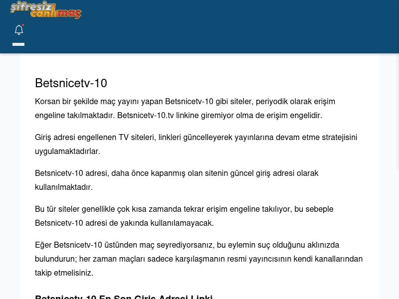 Betsnicetv-10 Canlı Maç - Şifresiz canlı maç izle - Ekran Görüntüsü