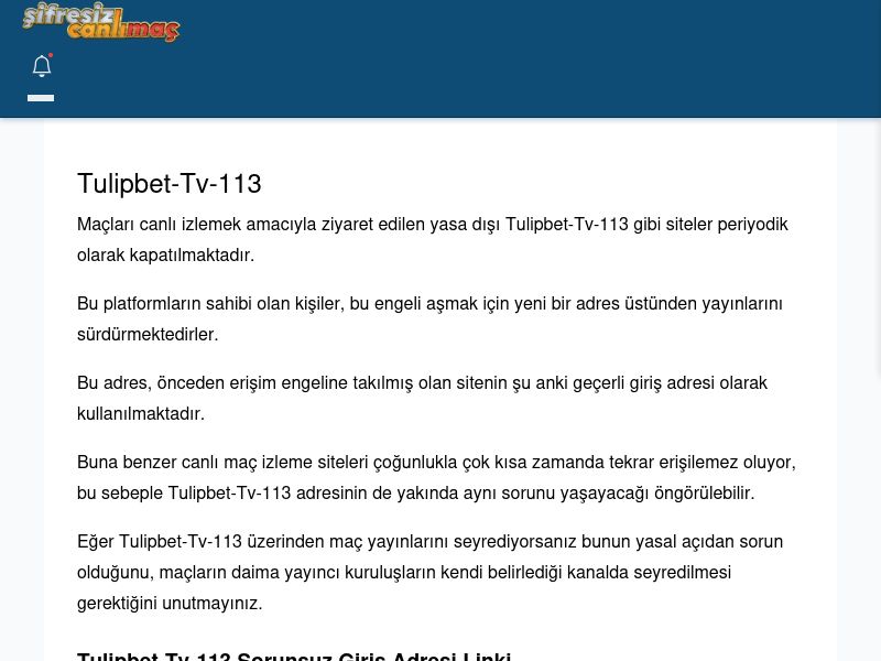 Tulipbet-Tv-113 Güncel Giriş - Şifresiz canlı maç izle - Ekran Görüntüsü