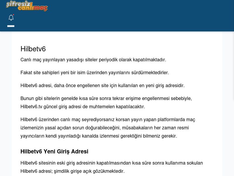 Hilbetv6 Güncel Giriş - Şifresiz canlı maç izle - Ekran Görüntüsü