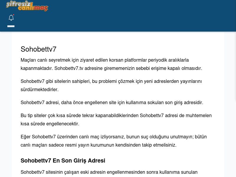 Sohobettv7 Canlı Maç - Şifresiz canlı maç izle - Ekran Görüntüsü