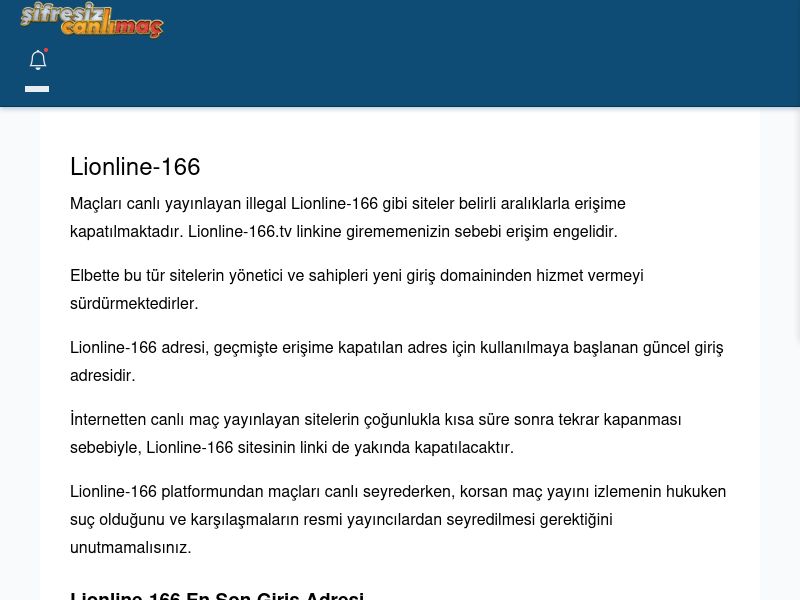 Lionline-166 Canlı Maç İzle - Şifresiz canlı maç izle - Ekran Görüntüsü