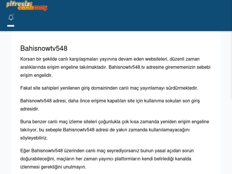 Bahisnowtv548 Giriş Linki - Şifresiz canlı maç izle - Ekran Görüntüsü