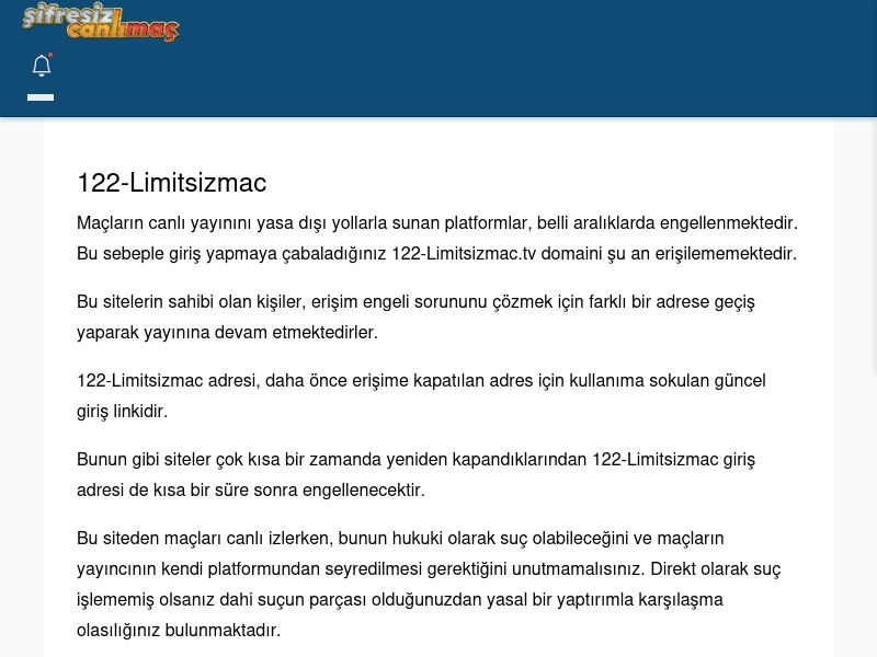 122-Limitsizmac Canlı Maç - Şifresiz canlı maç izle - Ekran Görüntüsü