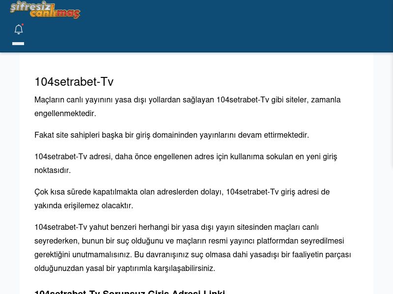 104setrabet-Tv Giriş Linki - Şifresiz canlı maç izle - Ekran Görüntüsü