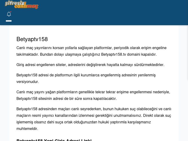 Betyaptv158 Maç İzle - Şifresiz canlı maç izle - Ekran Görüntüsü