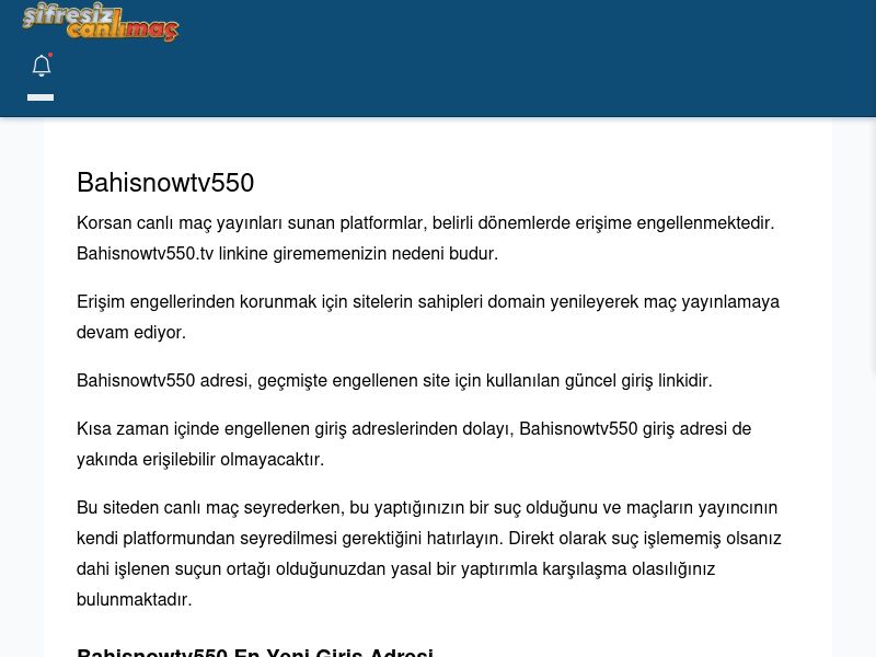 Bahisnowtv550 Maç İzle - Şifresiz canlı maç izle - Ekran Görüntüsü