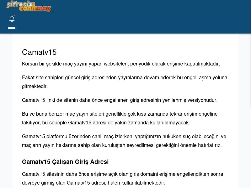 Gamatv15 Giriş Linki - Şifresiz canlı maç izle - Ekran Görüntüsü