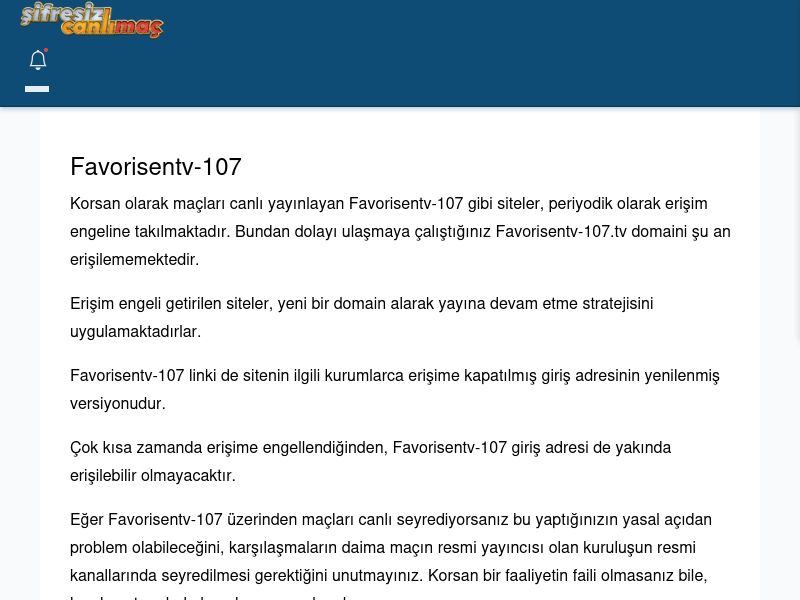 Favorisentv-107 Canlı Maç - Şifresiz canlı maç izle - Ekran Görüntüsü