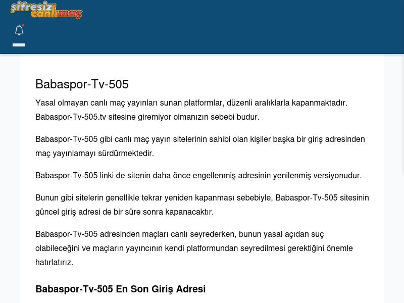 Babaspor-Tv-505 Canlı Maç - Şifresiz canlı maç izle - Ekran Görüntüsü