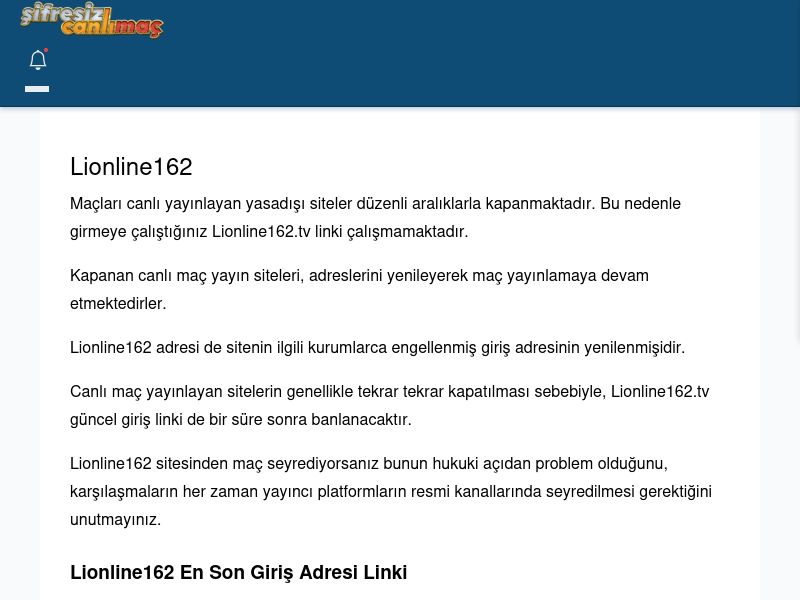 Lionline162 Maç İzle - Şifresiz canlı maç izle - Ekran Görüntüsü