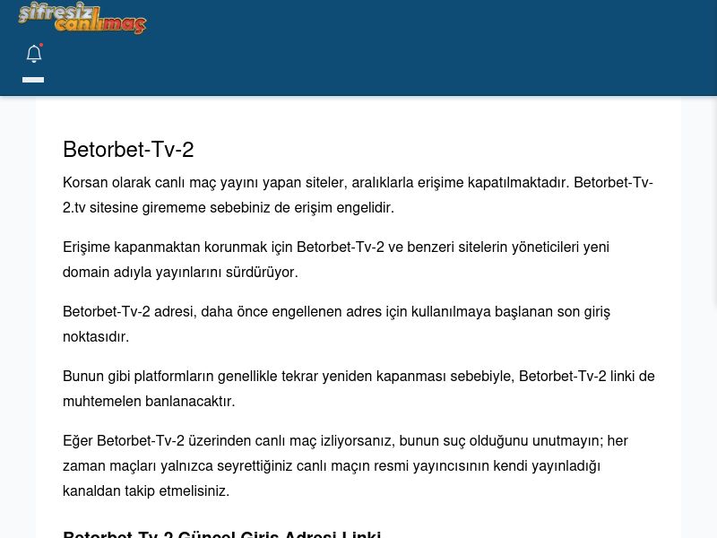 Betorbet-Tv-2 Maç İzle - Şifresiz canlı maç izle - Ekran Görüntüsü