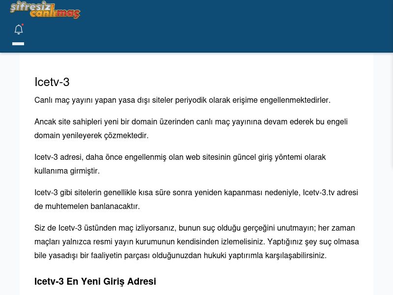 Icetv-3 Güncel Giriş - Şifresiz canlı maç izle - Ekran Görüntüsü