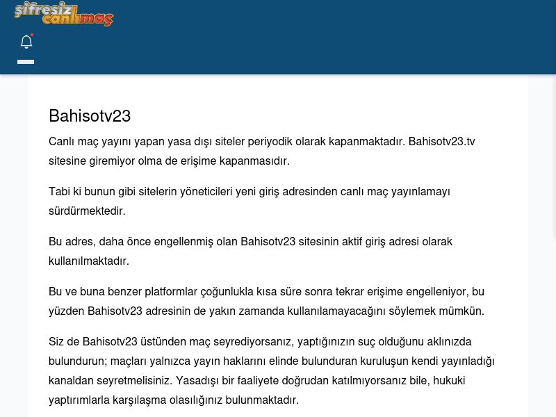 Bahisotv23 Canlı Maç - Şifresiz canlı maç izle - Ekran Görüntüsü