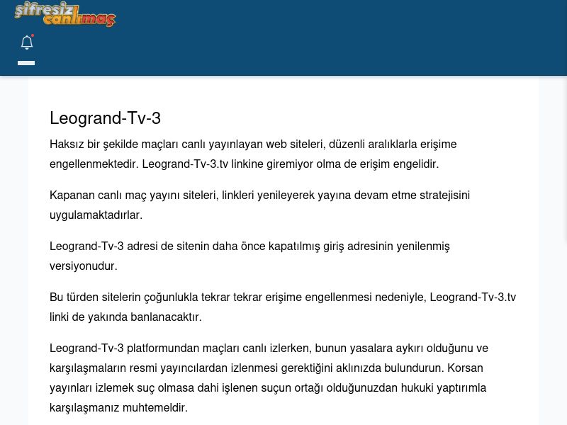 Leogrand-Tv-3 Maç İzle - Şifresiz canlı maç izle - Ekran Görüntüsü
