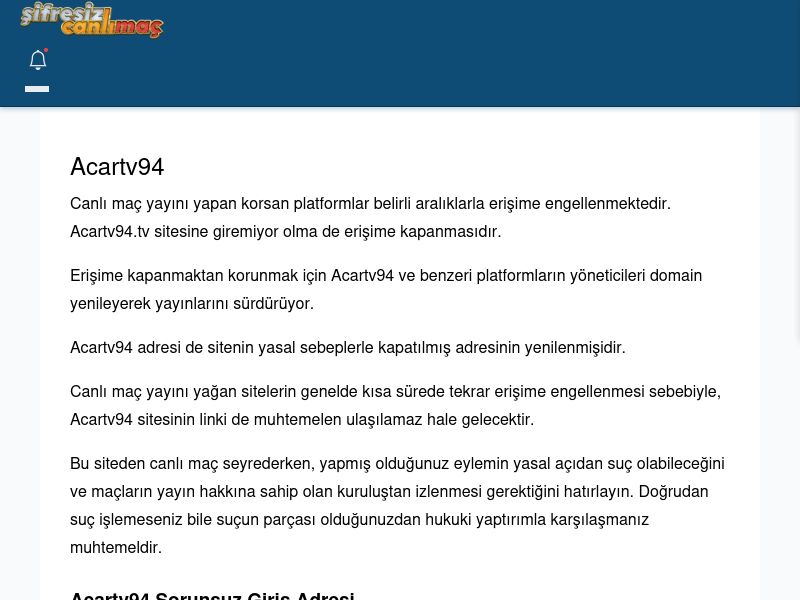 Acartv94 Canlı Maç - Şifresiz canlı maç izle - Ekran Görüntüsü