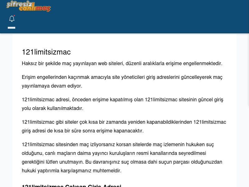 121limitsizmac Maç İzle - Şifresiz canlı maç izle - Ekran Görüntüsü