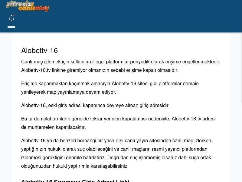 Alobettv-16 Giriş Linki - Şifresiz canlı maç izle - Ekran Görüntüsü