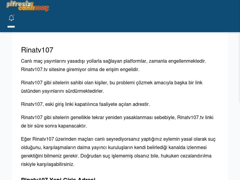 Rinatv107 Güncel Giriş - Şifresiz canlı maç izle - Ekran Görüntüsü