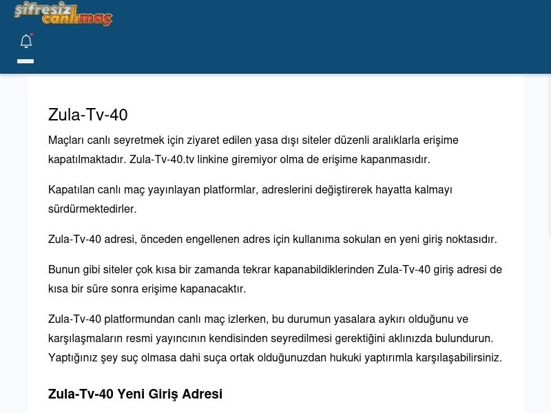 Zula-Tv-40 Giriş Linki - Şifresiz canlı maç izle - Ekran Görüntüsü