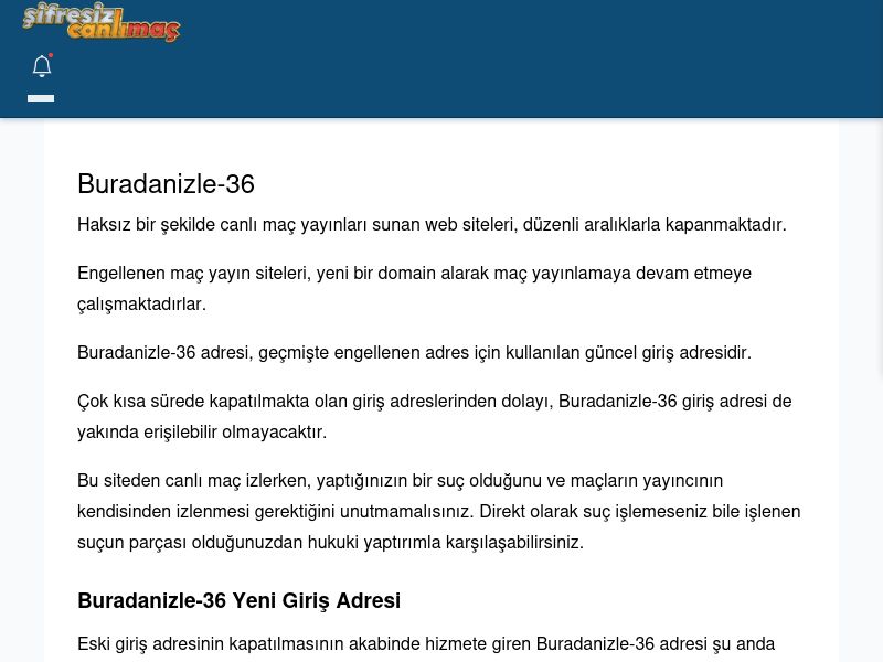 Buradanizle-36 Güncel Giriş - Şifresiz canlı maç izle - Ekran Görüntüsü