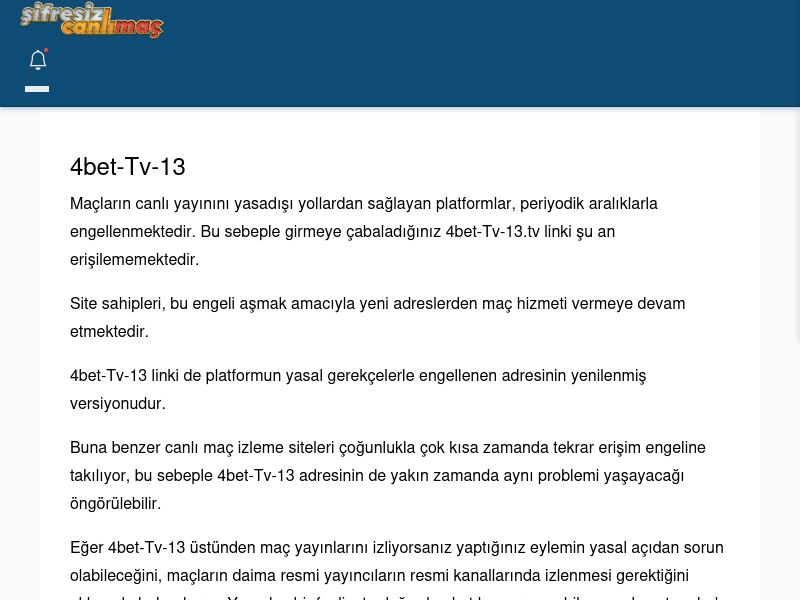 4bet-Tv-13 Canlı Maç - Şifresiz canlı maç izle - Ekran Görüntüsü