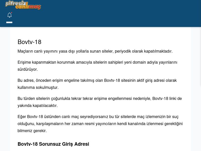 Bovtv-18 Canlı Maç - Şifresiz canlı maç izle - Ekran Görüntüsü