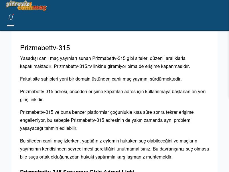 Prizmabettv-315 Canlı Maç İzle - Şifresiz canlı maç izle - Ekran Görüntüsü