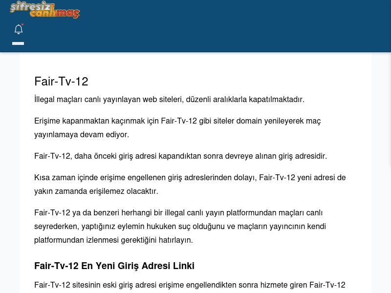 Fair-Tv-12 Canlı Maç İzle - Şifresiz canlı maç izle - Ekran Görüntüsü