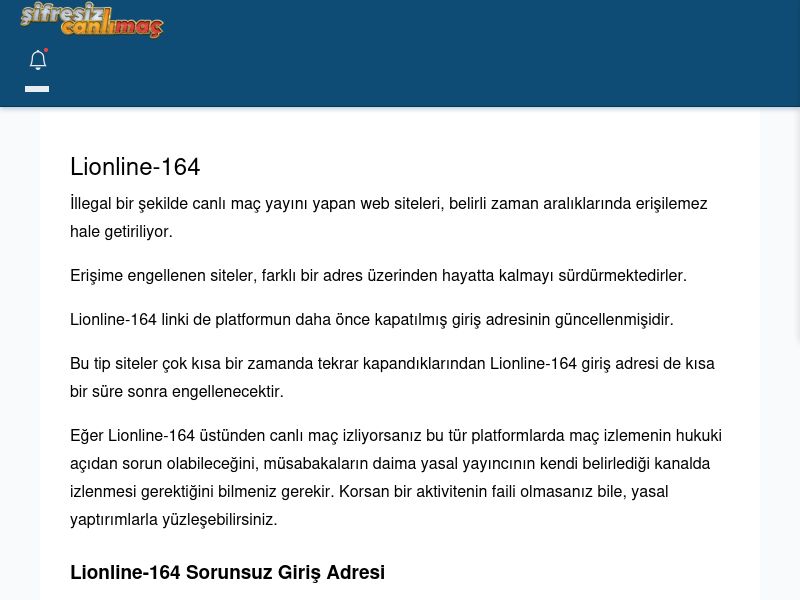 Lionline-164 Güncel Giriş - Şifresiz canlı maç izle - Ekran Görüntüsü