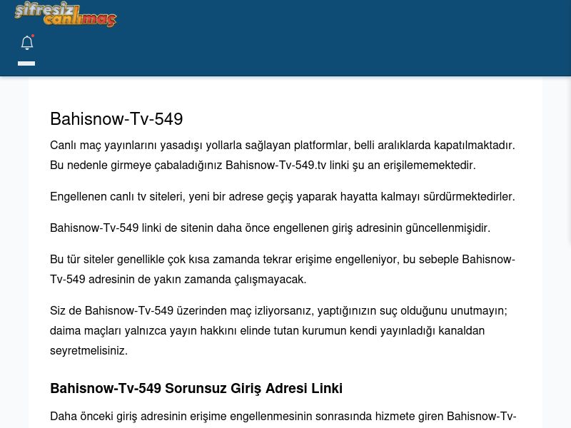 Bahisnow-Tv-549 Canlı Maç İzle - Şifresiz canlı maç izle - Ekran Görüntüsü