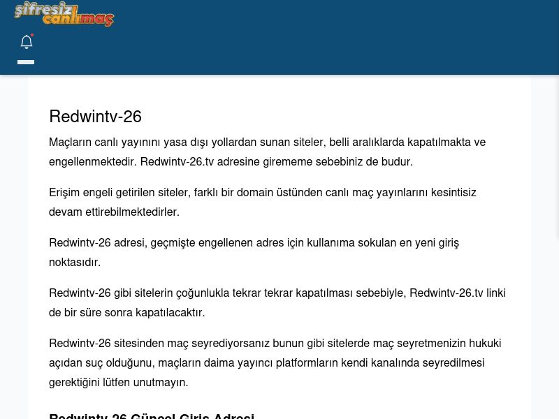 Redwintv-26 Güncel Giriş - Şifresiz canlı maç izle - Ekran Görüntüsü