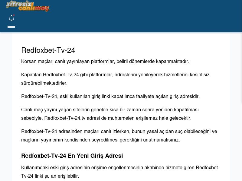 Redfoxbet-Tv-24 Canlı Maç - Şifresiz canlı maç izle - Ekran Görüntüsü