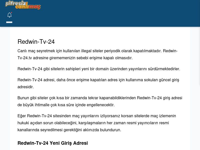 Redwin-Tv-24 Canlı Maç İzle - Şifresiz canlı maç izle - Ekran Görüntüsü