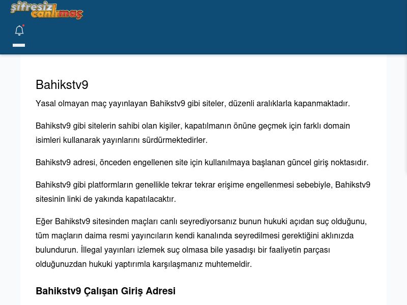 Bahikstv9 Canlı Maç - Şifresiz canlı maç izle - Ekran Görüntüsü