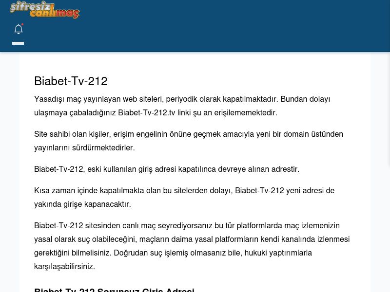 Biabet-Tv-212 Canlı Maç İzle - Şifresiz canlı maç izle - Ekran Görüntüsü