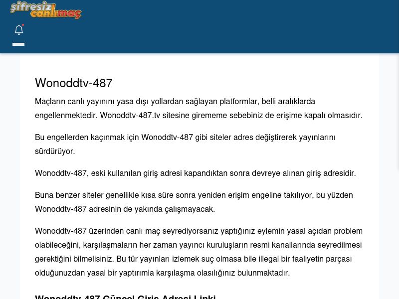 Wonoddtv-487 Giriş Linki - Şifresiz canlı maç izle - Ekran Görüntüsü