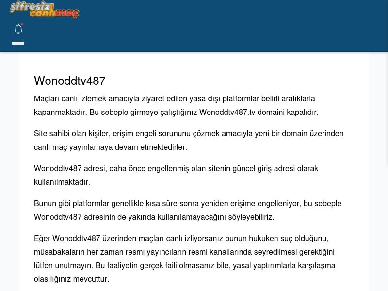 Wonoddtv487 Canlı Maç İzle - Şifresiz canlı maç izle - Ekran Görüntüsü