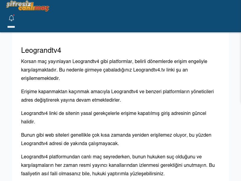Leograndtv4 Güncel Giriş - Şifresiz canlı maç izle - Ekran Görüntüsü