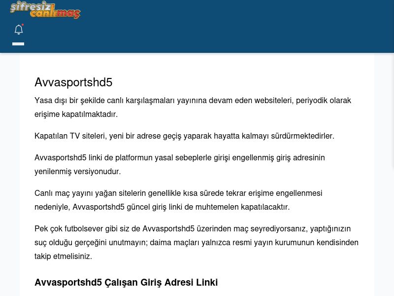 Avvasportshd5 Maç İzle - Şifresiz canlı maç izle - Ekran Görüntüsü