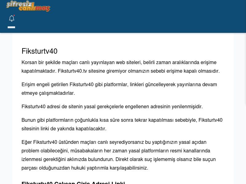 Fiksturtv40 Güncel Giriş - Şifresiz canlı maç izle - Ekran Görüntüsü