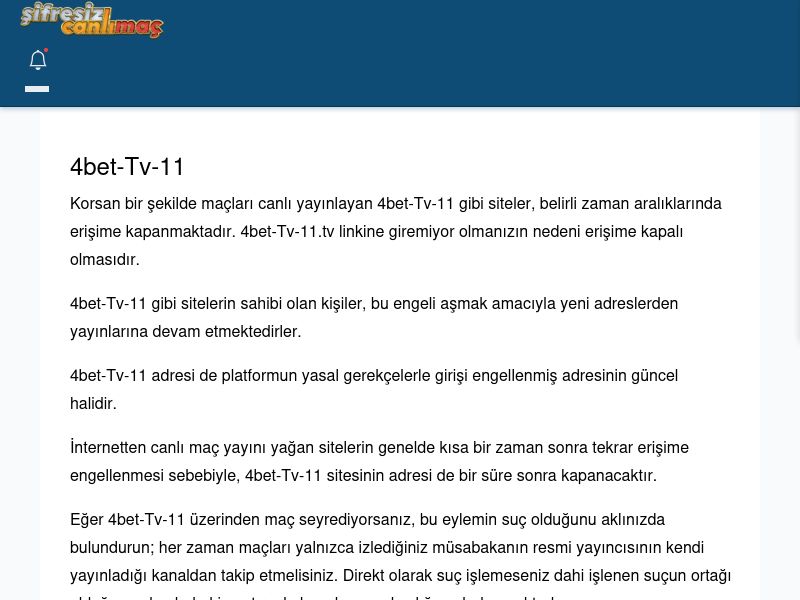 4bet-Tv-11 Giriş Linki - Şifresiz canlı maç izle - Ekran Görüntüsü