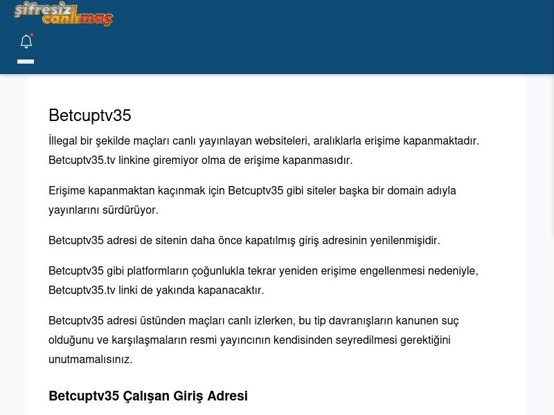 Betcuptv35 Canlı Maç - Şifresiz canlı maç izle - Ekran Görüntüsü