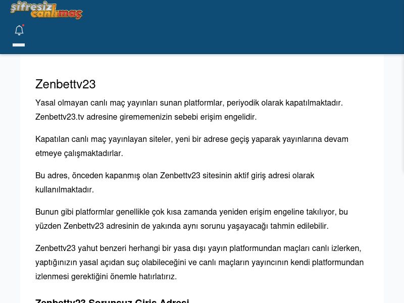 Zenbettv23 Güncel Giriş - Şifresiz canlı maç izle - Ekran Görüntüsü