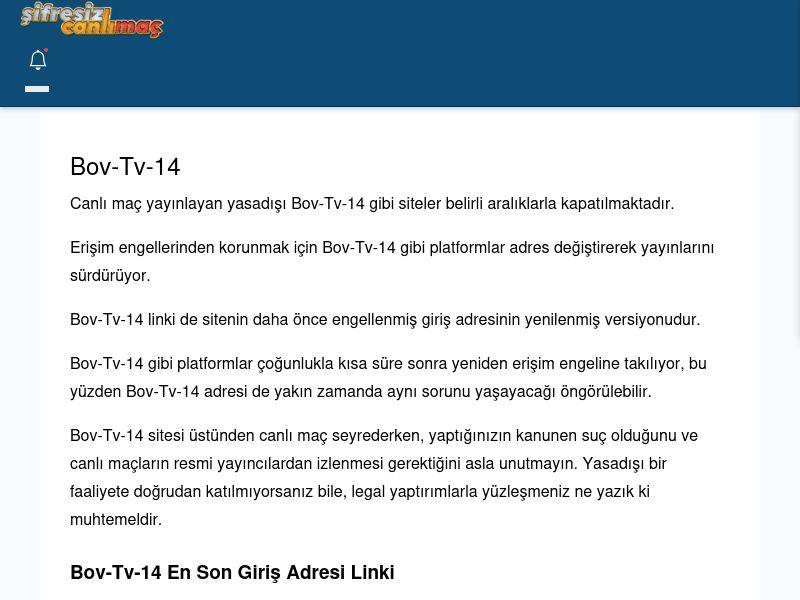 Bov-Tv-14 Maç İzle - Şifresiz canlı maç izle - Ekran Görüntüsü