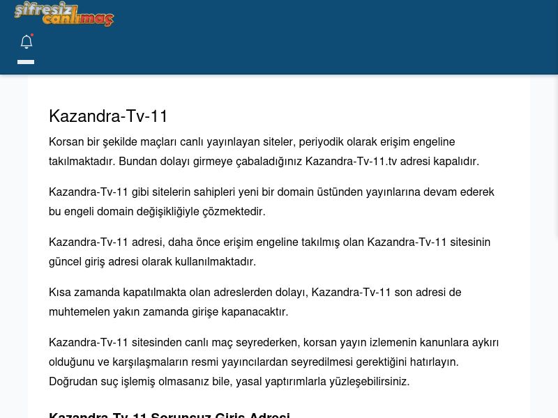 Kazandra-Tv-11 Maç İzle - Şifresiz canlı maç izle - Ekran Görüntüsü