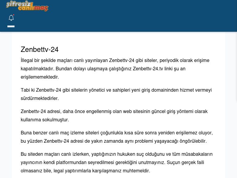 Zenbettv-24 Giriş Linki - Şifresiz canlı maç izle - Ekran Görüntüsü